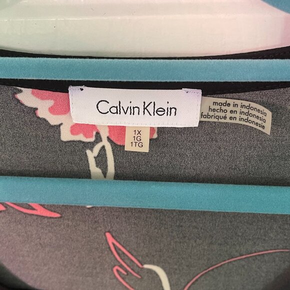 Calvin Klein Black and Red Floral Top 1X - Picture 4 of 5